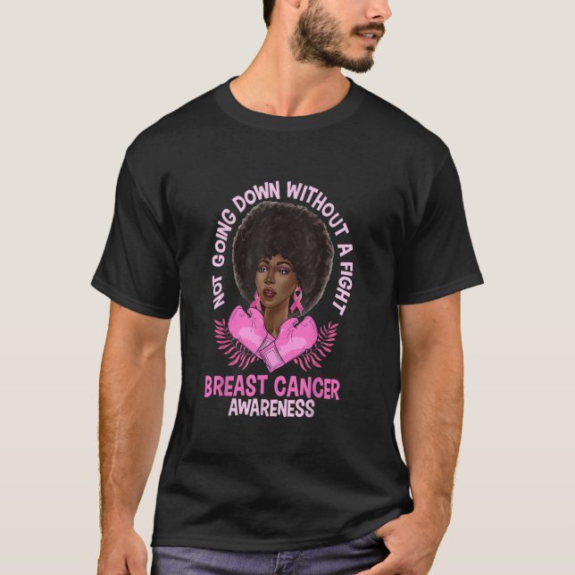 Brustkrebs Bewusstsein Pink American Afro T-Shirt (Vorderseite)