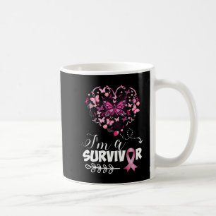 Brustkrebs Bewusstsein Pink Butterfly Herz Ich bin Kaffeetasse