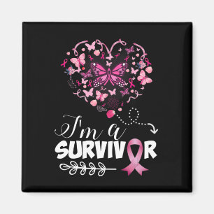 Brustkrebs Bewusstsein Pink Butterfly Herz Ich bin Magnet