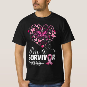 Brustkrebs Bewusstsein Pink Butterfly Herz Ich bin T-Shirt