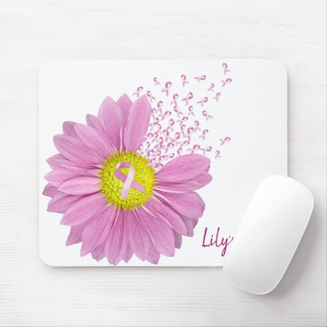 Brustkrebs-Bewusstsein Pink Daisy Mousepad (Mit Mouse)
