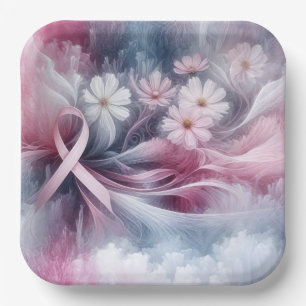 Brustkrebs-Bewusstsein Pink Ribbon Abstrakt Pappteller