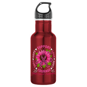 Brustkrebs-Bewusstsein Pinkes Band Sonnenblume Hof Edelstahlflasche
