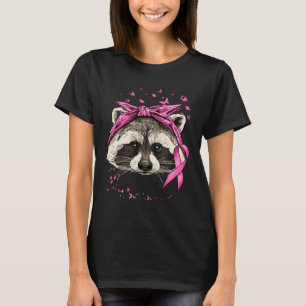 Brustkrebs-Bewusstsein Raccoon rosa Ribbon Krebs T-Shirt