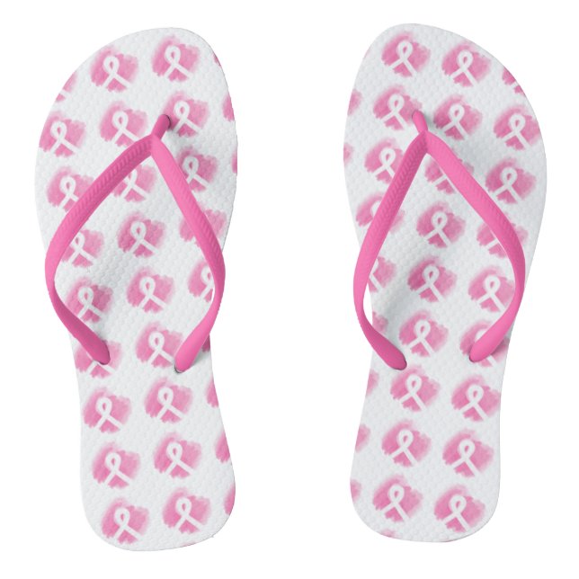 Brustkrebs-Bewusstsein Ribbon Wasserfarbe Flip Flops (Fußbett)
