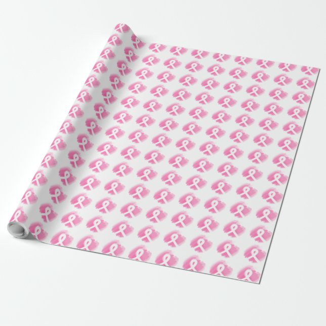 Brustkrebs-Bewusstsein Ribbon Wasserfarbe  Geschenkpapier (Ungerollt)