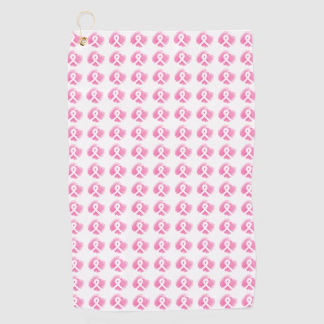 Brustkrebs-Bewusstsein Ribbon Wasserfarbe Golfhandtuch (Vorderseite)