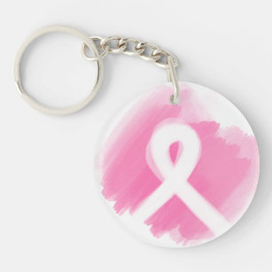 Brustkrebs-Bewusstsein Ribbon Wasserfarbe  Schlüsselanhänger