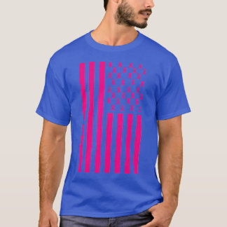Brustkrebs-Bewusstsein Rosa Band Amerikanische Fla T-Shirt