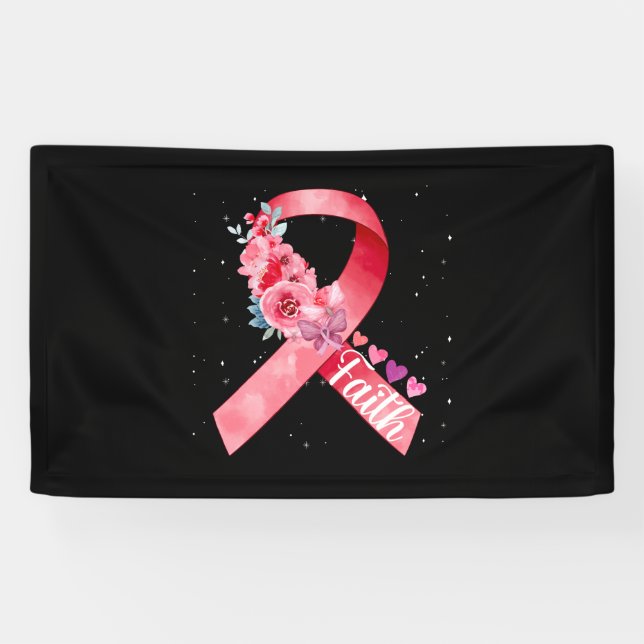 Brustkrebs-Bewusstsein Rosa Band Banner (Horizontal)