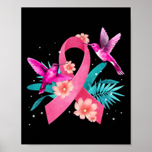 Brustkrebs-Bewusstsein Rosa Band Blumen Poster