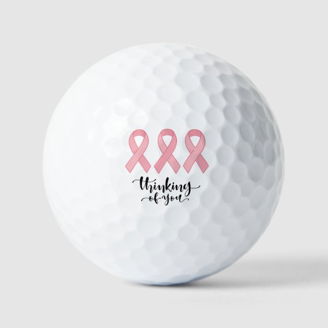 Brustkrebs Bewusstsein Rosa Band Denken Golfball (Vorderseite)