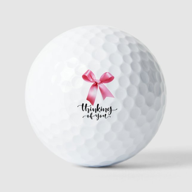 Brustkrebs Bewusstsein Rosa Band Denken Golfball (Vorderseite)