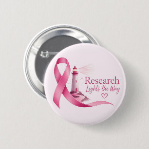Brustkrebs-Bewusstsein Rosa Band Forschung Button