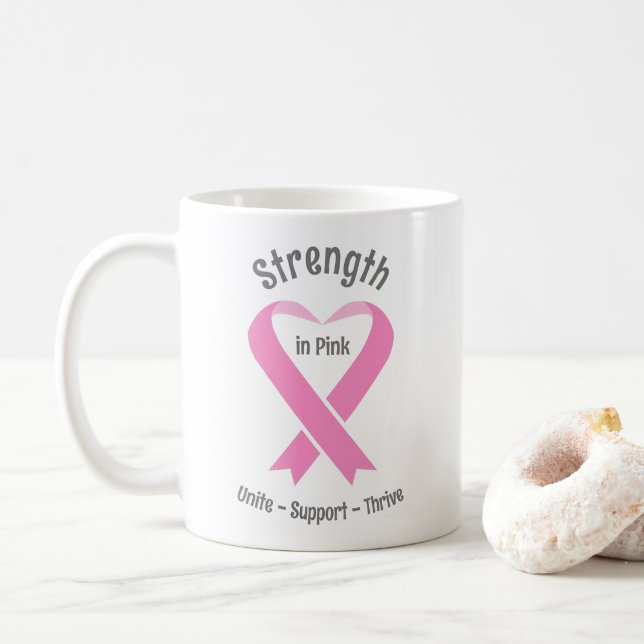 Brustkrebs-Bewusstsein Rosa Band Kaffeetasse (Mit Donut)