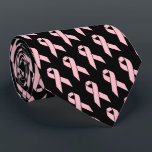 Brustkrebs-Bewusstsein Rosa Band Krawatte<br><div class="desc">Brustkrebs Bewusstsein Pink Ribbon Krawatte auf schwarzem Hintergrund.</div>