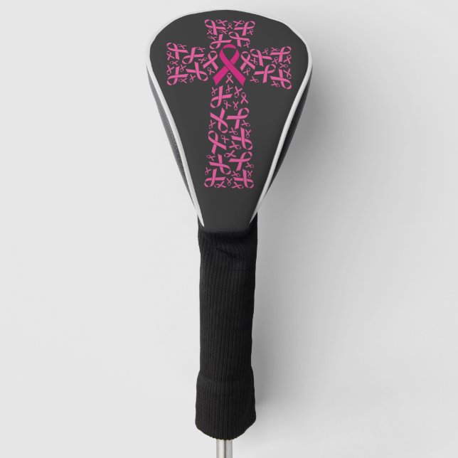 Brustkrebs-Bewusstsein rosa Band-Kreuz Golf Headcover (Vorderseite)