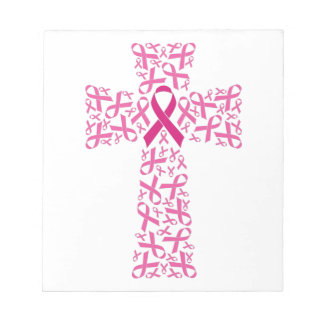 Brustkrebs-Bewusstsein rosa Band-Kreuz Notizblock