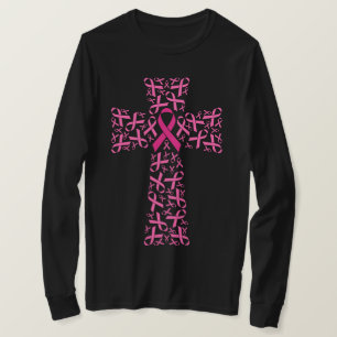 Brustkrebs-Bewusstsein rosa Band-Kreuz T-Shirt