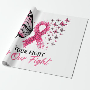 Brustkrebs-Bewusstsein Rosa Band Schmetterling Geschenkpapier