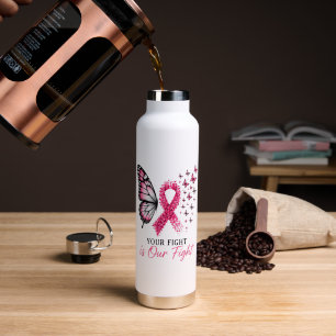 Brustkrebs-Bewusstsein Rosa Band Schmetterling Trinkflasche