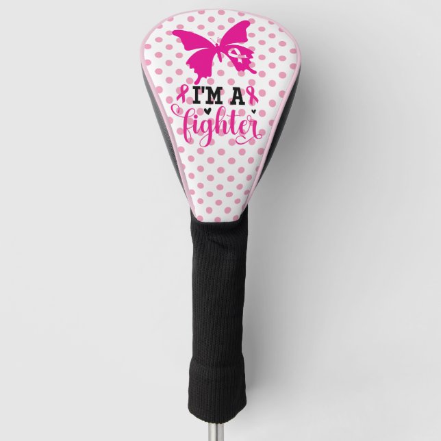 Brustkrebs-Bewusstsein rosa Band-Thema Golf Headcover (Vorderseite)
