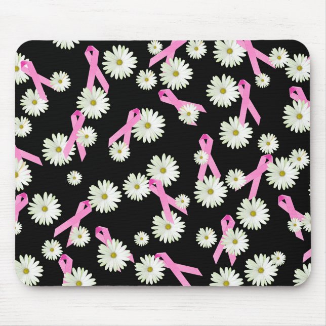 Brustkrebs-Bewusstsein rosa Band und daisy Mousepad (Vorne)