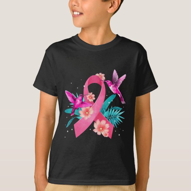 Brustkrebs-Bewusstsein rosa Blume T-Shirt (Vorderseite)