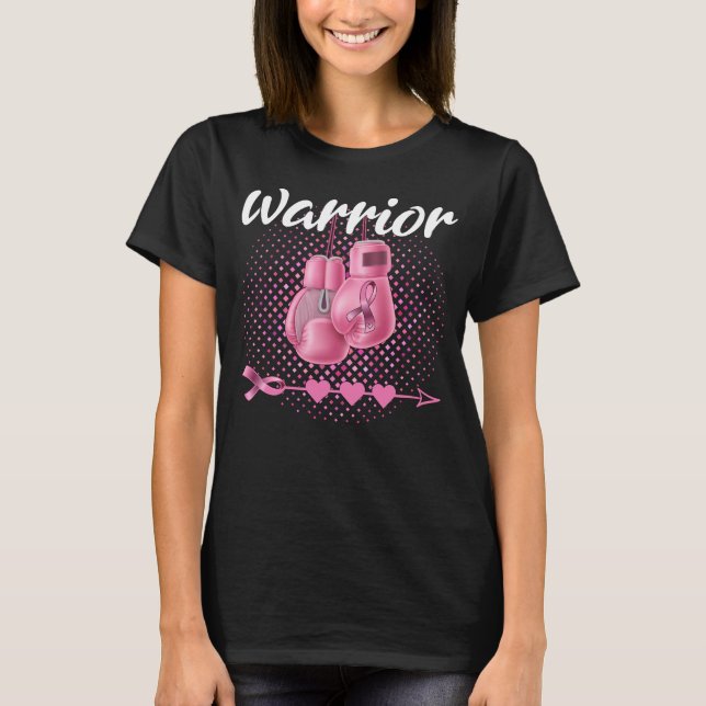 Brustkrebs Bewusstsein rosa Boxhandschuhe Krieger T-Shirt (Vorderseite)