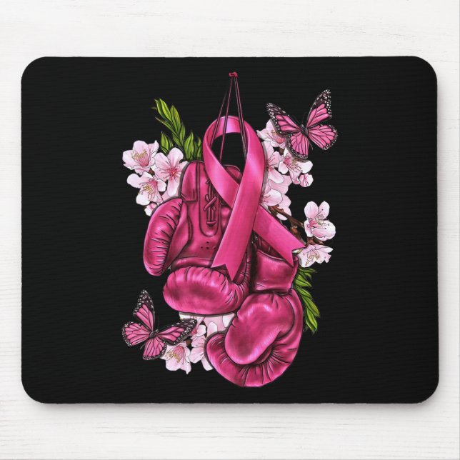 Brustkrebs Bewusstsein rosa Boxhandschuhe Rosa Ri Mousepad (Vorne)