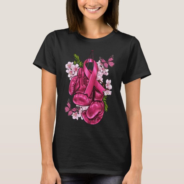 Brustkrebs Bewusstsein rosa Boxhandschuhe Rosa Ri T-Shirt (Vorderseite)