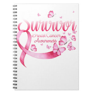 Brustkrebs-Bewusstsein rosa Butterfliegen Notizblock