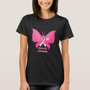 Brustkrebs-Bewusstsein Rosa Butterfly Band T-Shirt