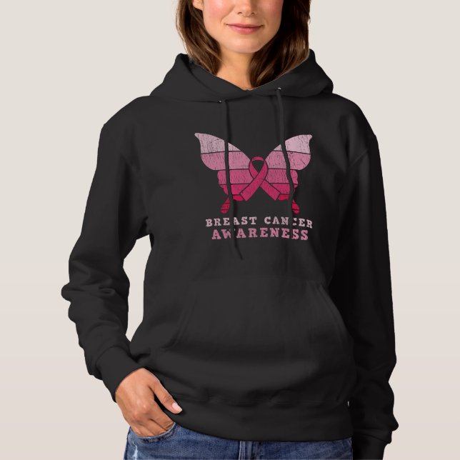 Brustkrebs-Bewusstsein rosa Butterfly-Geschenk Hoodie (Vorderseite)