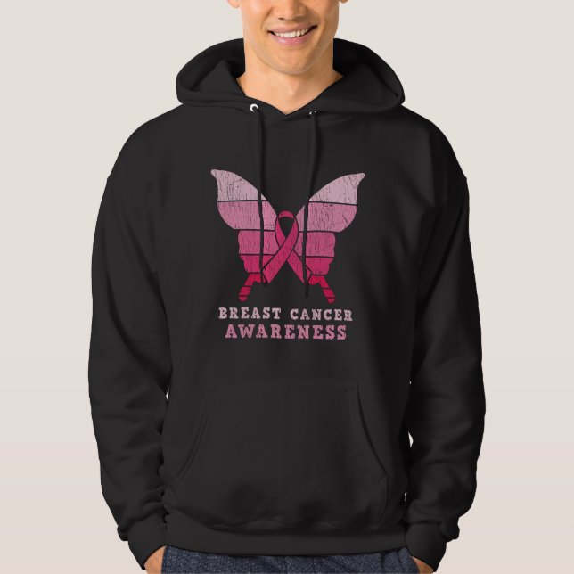 Brustkrebs-Bewusstsein rosa Butterfly-Geschenk Hoodie (Vorderseite)