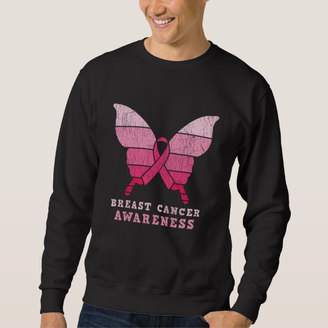 Brustkrebs-Bewusstsein rosa Butterfly-Geschenk Sweatshirt (Vorderseite)