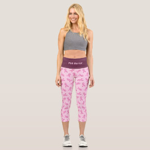 Brustkrebs-Bewusstsein rosa Flachbandmuster Capri Leggings