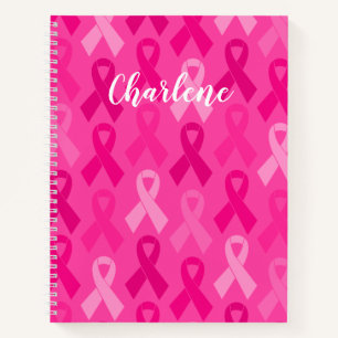 Brustkrebs-Bewusstsein rosa Flachbandmuster Notizbuch