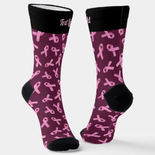 Brustkrebs-Bewusstsein rosa Flachbandmuster Socken