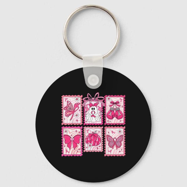 Brustkrebs Bewusstsein rosa Geist Bow Coquette Wo Schlüsselanhänger (Vorderseite)