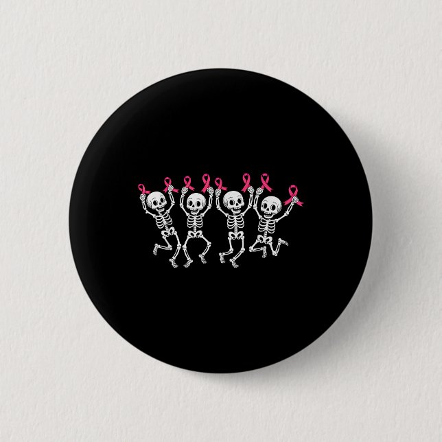 Brustkrebs-Bewusstsein Rosa Krieger Skelett Rosa Button (Vorderseite)