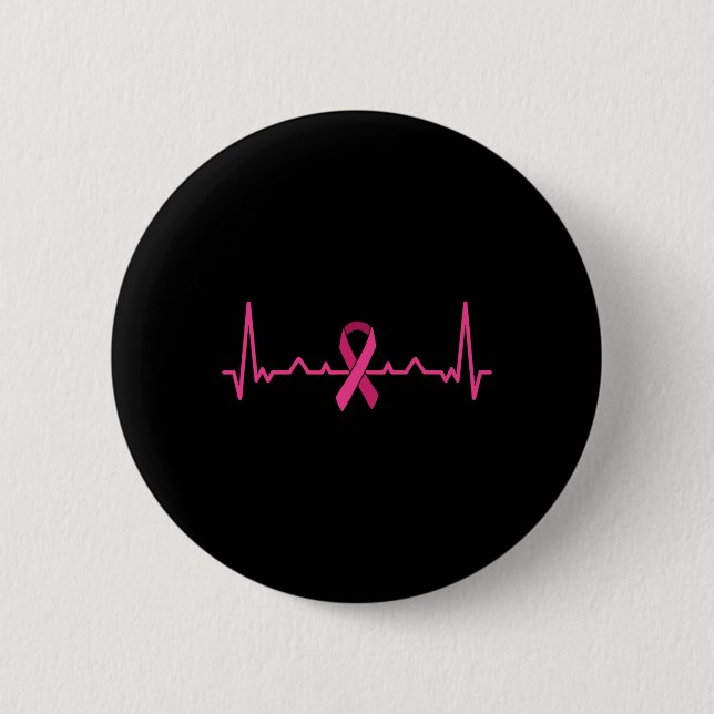 Brustkrebs-Bewusstsein rosa Ribbon-Herzschlag Button (Vorderseite)