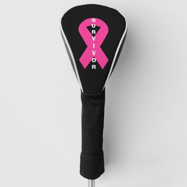 Brustkrebs Bewusstsein rosa Ribbon Survivor Golf Headcover (Vorderseite)