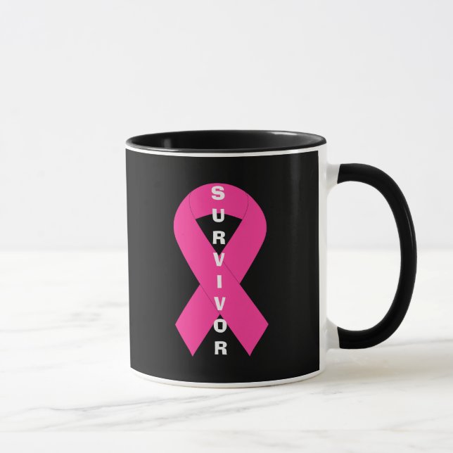Brustkrebs Bewusstsein rosa Ribbon Survivor Tasse (Rechts)