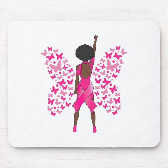 Brustkrebs Bewusstsein rosa Schmetterlinge Afrikan Mousepad (Vorne)
