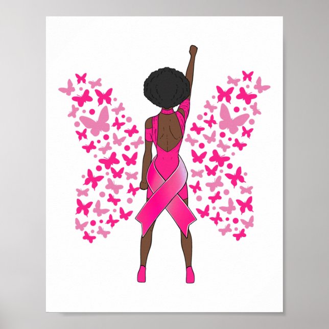 Brustkrebs Bewusstsein rosa Schmetterlinge Afrikan Poster (Vorne)
