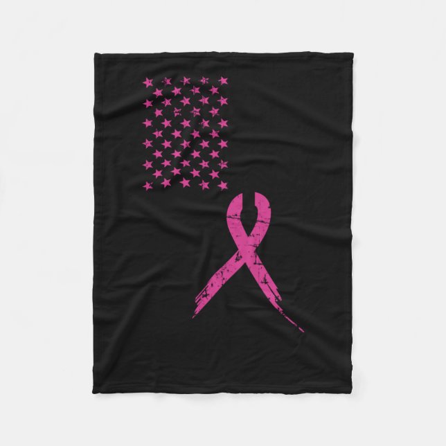 Brustkrebs-Bewusstsein rosa schwarze Flagge Fleecedecke (Vorderseite)