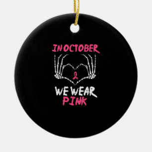 Brustkrebs-Bewusstsein Skelett Herz Frauen Keramik Ornament