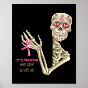 Brustkrebs Bewusstsein Skelett Karo Ihre Brust Poster
