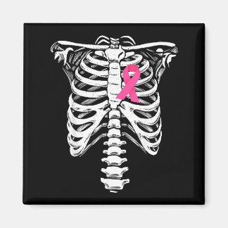 Brustkrebs-Bewusstsein Skelett trägt rosa Band Magnet